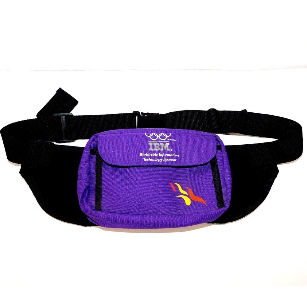 Vintage IBM OLYMPIC Games Team USA Purple adjustable Fanny Pack Waist Bag